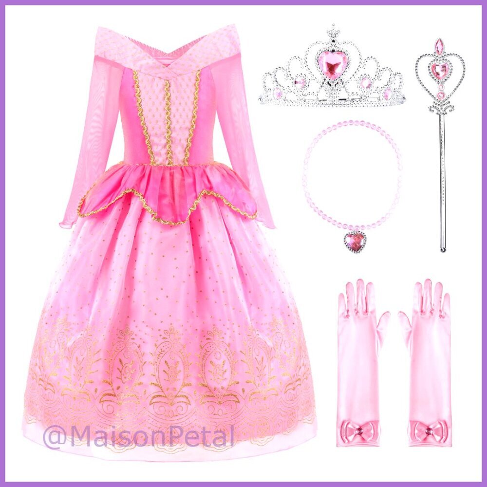 Princess Dress Costume with Accessories, Polyester Cotton Elastic